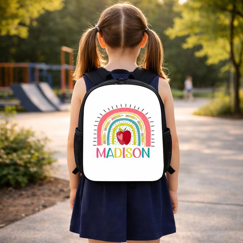 Cute Kindergarten Backpack - Colorful Rainbow Custom Name Design Custom Backpack