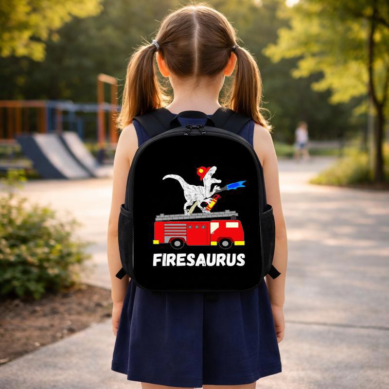 Dinosaur Fire Truck Backpack - Firesaurus Kids Back To School Custom Backpack Dinosaur Fire Truck Backpack - Firesaurus Kids Back To School Custom Backpack