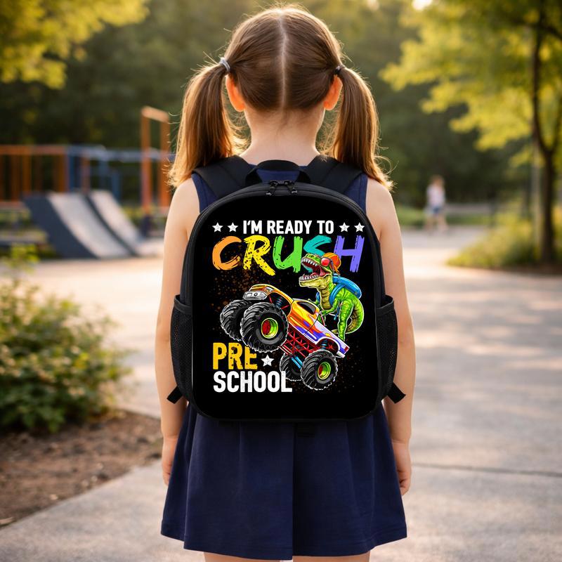 Dinosaur Monster Truck Backpack For Kids - Back To School Fun Custom Backpack Dinosaur Monster Truck Backpack For Kids - Back To School Fun Custom Backpack