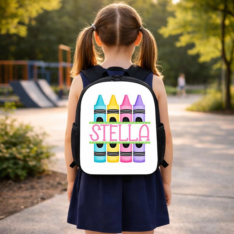 Elementary School Backpack - Custom Name Crayon Style Custom Backpack Elementary School Backpack - Custom Name Crayon Style Custom Backpack