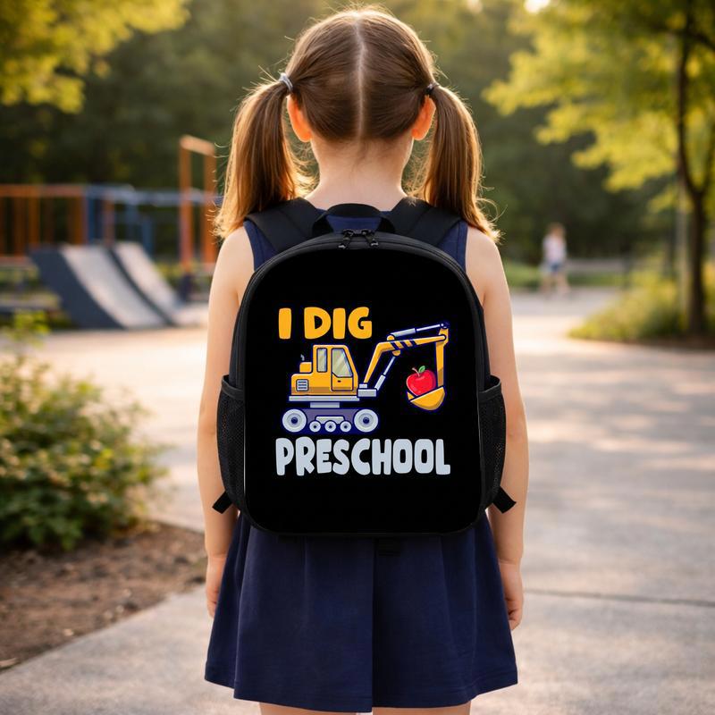 Excavator Kids Backpack - I Dig Preschool Back To School Custom Backpack Excavator Kids Backpack - I Dig Preschool Back To School Custom Backpack