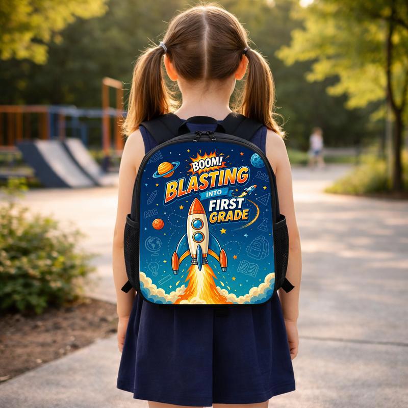First Grade Rocket Backpack Kids - Blasting Into First Grade Custom Backpack