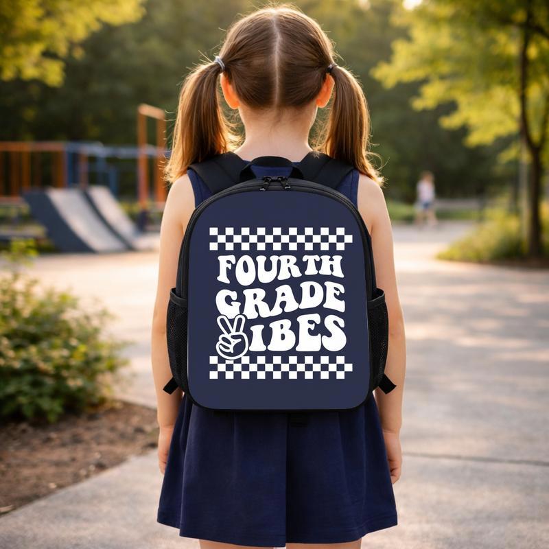 Fourth Grade Vibes Checkerboard Backpack - Cool Kids School Style Custom Backpack