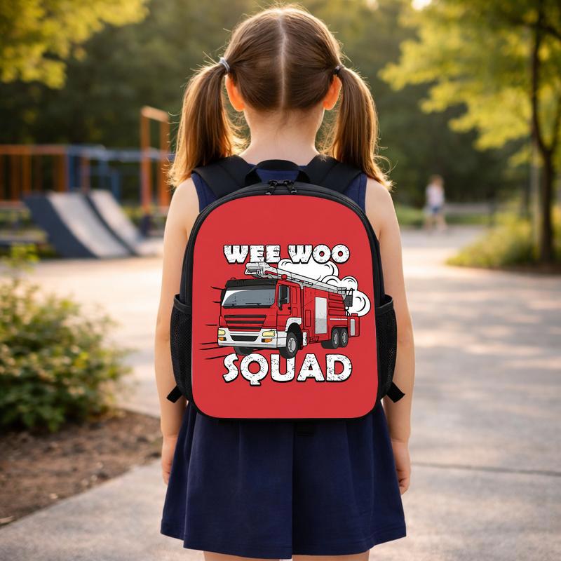 Fun Fire Truck School Backpack For Kids - Wee Woo Squad Custom Backpack