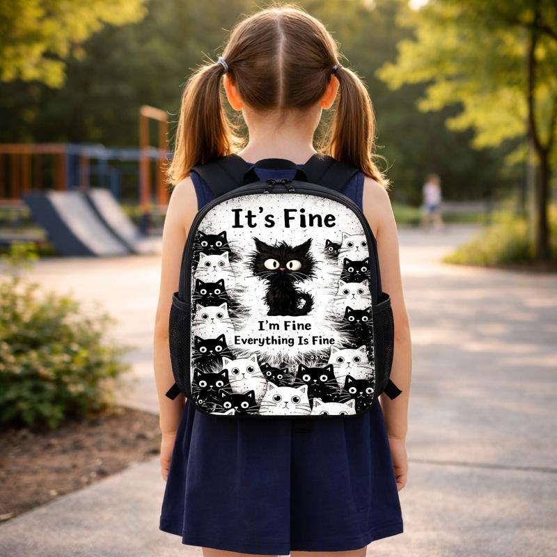 Funny Black Cat School Backpack For Girls Boys Custom Backpack Funny Black Cat School Backpack For Girls Boys Custom Backpack
