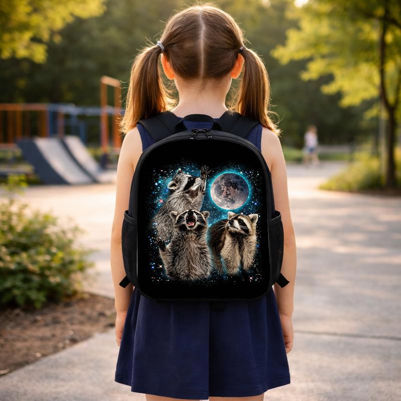 Galaxy Raccoon Moon Backpack - Kids Back To School Style Custom Backpack Galaxy Raccoon Moon Backpack - Kids Back To School Style Custom Backpack