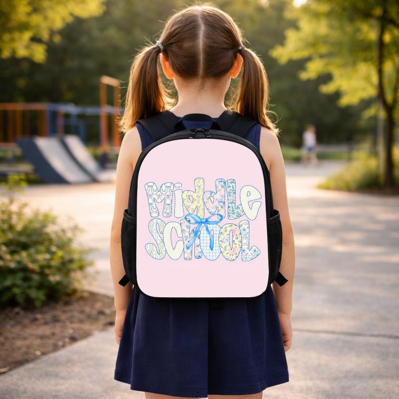 Girl Middle School Backpack - Back To School Floral Bow Style Custom Backpack