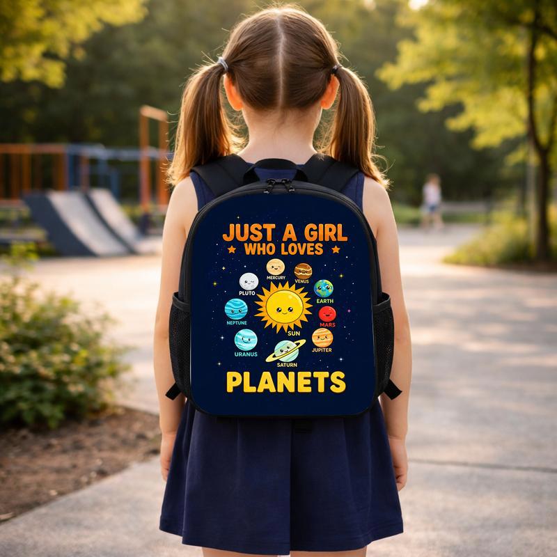 Girls Backpack Space - Just A Girl Who Loves Planets Custom Backpack Girls Backpack Space - Just A Girl Who Loves Planets Custom Backpack