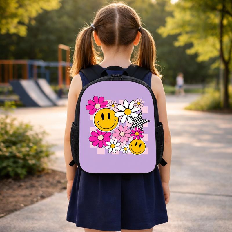 Groovy Smiley Daisy Backpack - Retro School Style For Girls Custom Backpack