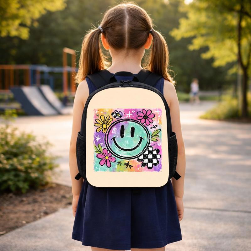 Groovy Smiley Face Backpack - Cute Artistic School Style Custom Backpack Groovy Smiley Face Backpack - Cute Artistic School Style Custom Backpack