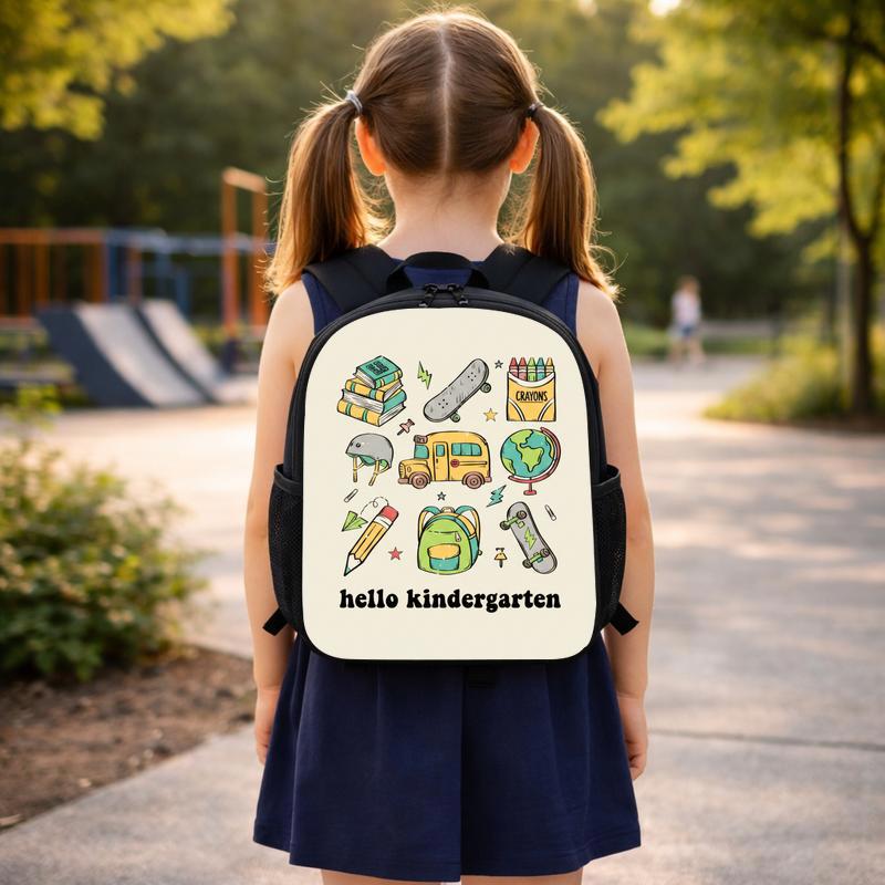 Hello Kindergarten Backpack - School Icons Back To School Kids Custom Backpack