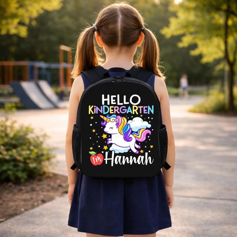 Hello Kindergarten Unicorn Backpack - Cute Kids School Bag Custom Backpack Hello Kindergarten Unicorn Backpack - Cute Kids School Bag Custom Backpack