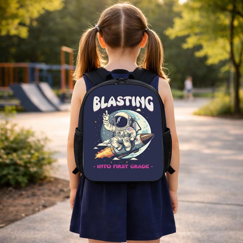 Kids Backpack First Grade - Blasting Into Space Astronaut Custom Backpack