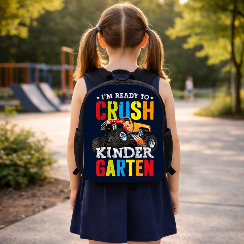 Kids Backpack Ready To Crush Kindergarten - Monster Truck Custom Backpack Kids Backpack Ready To Crush Kindergarten - Monster Truck Custom Backpack