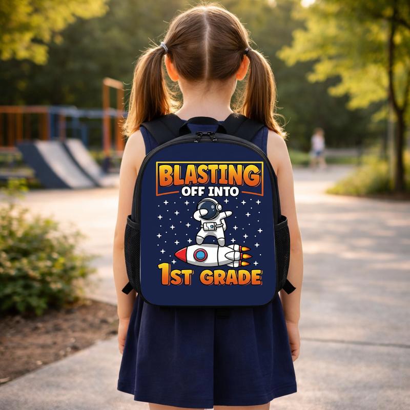 Kids Backpack 1st Grade - Blasting Off Astronaut Space Custom Backpack Kids Backpack 1st Grade - Blasting Off Astronaut Space Custom Backpack