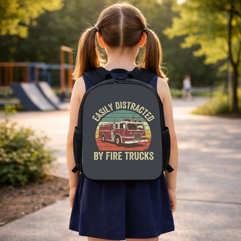 Kids Fire Truck Backpack - Funny Firefighter Back To School Custom Backpack Kids Fire Truck Backpack - Funny Firefighter Back To School Custom Backpack