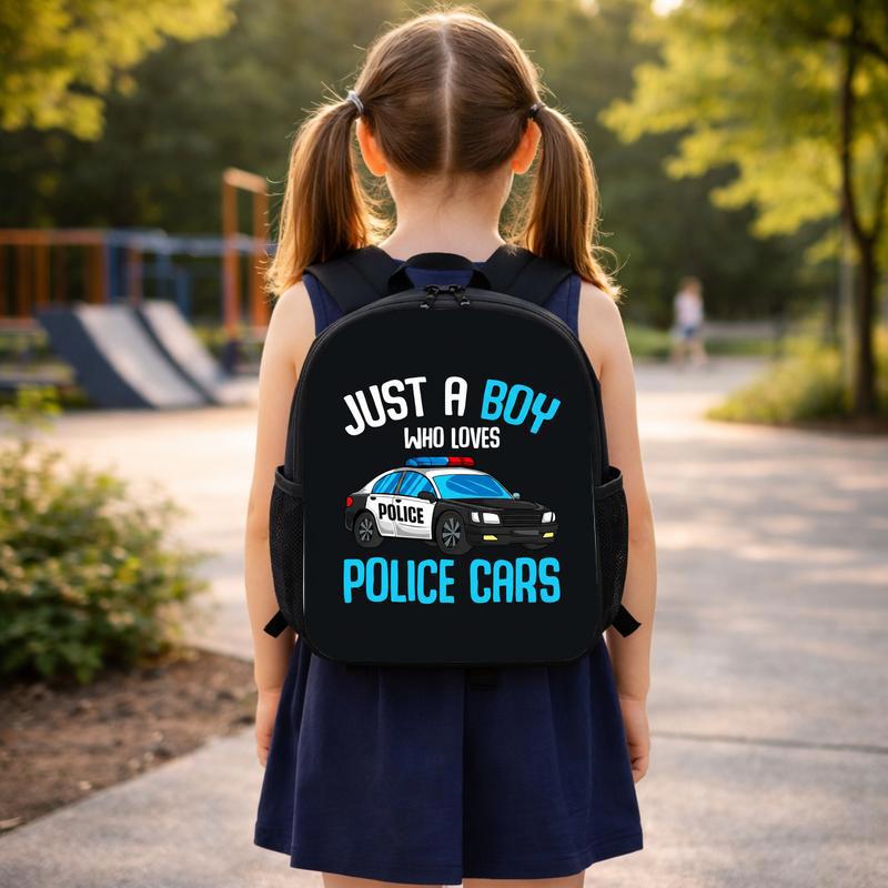 Kids Police Backpack - Boy Loves Cars Back To School Custom Backpack Kids Police Backpack - Boy Loves Cars Back To School Custom Backpack