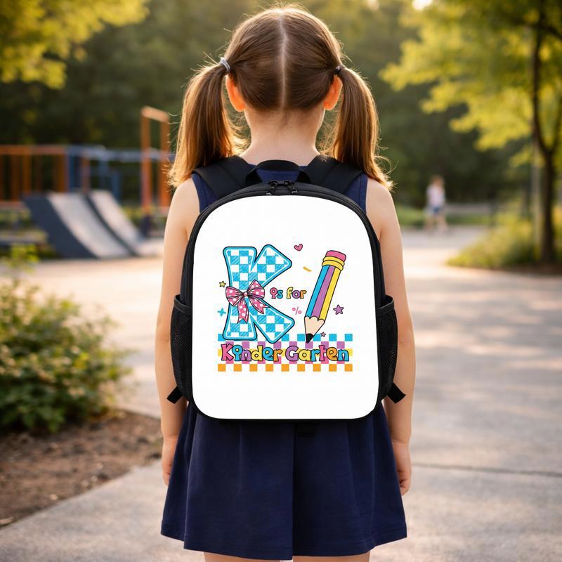 Kindergarten Girl K Letter Checkerboard Backpack - Sweet Back To School Design Custom Backpack Kindergarten Girl K Letter Checkerboard Backpack - Sweet Back To School Design Custom Backpack