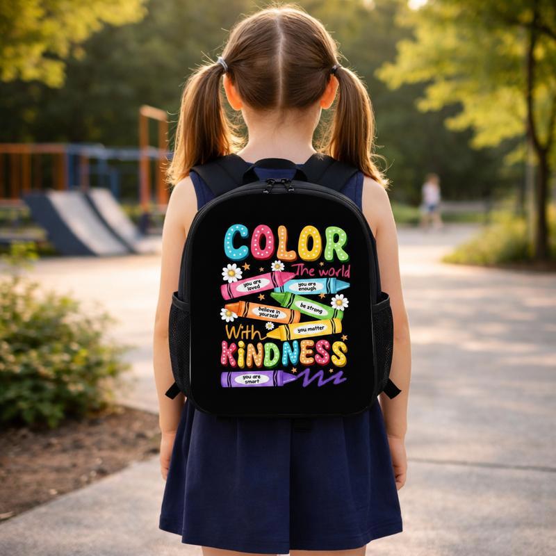 Middle School Backpack - Colorful Kindness School Message Custom Backpack Middle School Backpack - Colorful Kindness School Message Custom Backpack