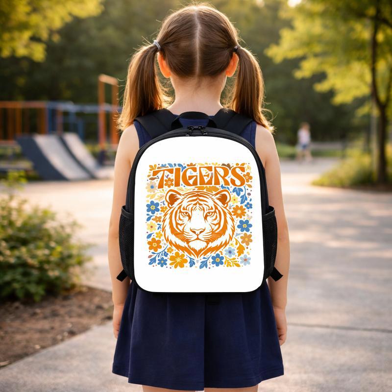 Middle School Floral Tiger Mascot Custom Backpack Middle School Floral Tiger Mascot Custom Backpack