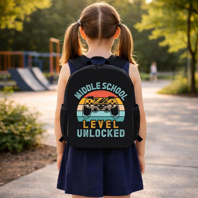 Middle School Level Unlocked Backpack - Retro Gamer School Style Custom Backpack Middle School Level Unlocked Backpack - Retro Gamer School Style Custom Backpack