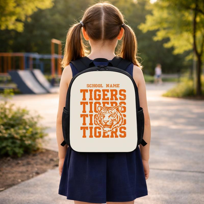 Middle School Orange Tiger Mascot Custom Backpack Middle School Orange Tiger Mascot Custom Backpack