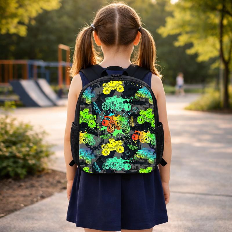 Monster Truck Backpack For Kids - Neon Pattern Back To School Custom Backpack Monster Truck Backpack For Kids - Neon Pattern Back To School Custom Backpack