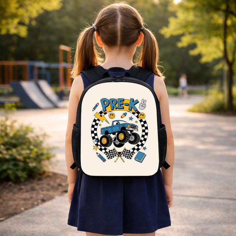 Monster Truck Pre-K Backpack For Boys - Back To School Fun Custom Backpack Monster Truck Pre-K Backpack For Boys - Back To School Fun Custom Backpack