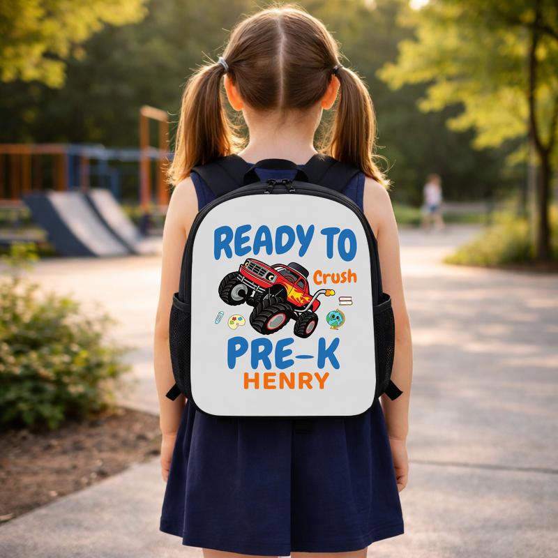Personalized Pre-K Backpack - Ready To Crush Monster Truck Name Custom Backpack