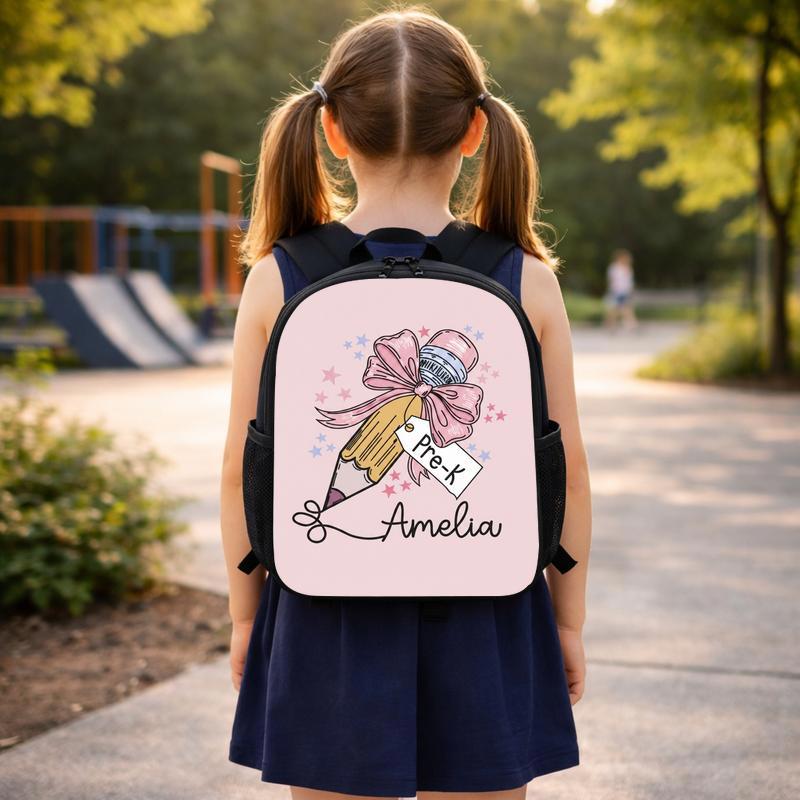 Personalized Pre-K Backpack With Bow Pencil - Cute Kids School Custom Backpack Personalized Pre-K Backpack With Bow Pencil - Cute Kids School Custom Backpack