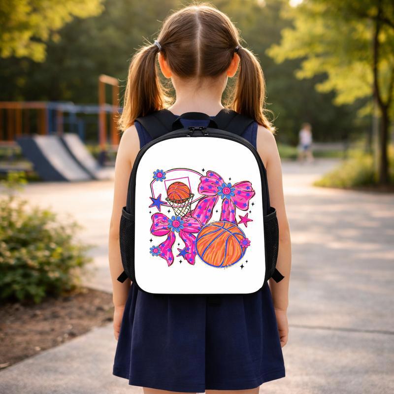 Pink Basketball Backpack - Back To School Girl Bow Sport Style Custom Backpack Pink Basketball Backpack - Back To School Girl Bow Sport Style Custom Backpack