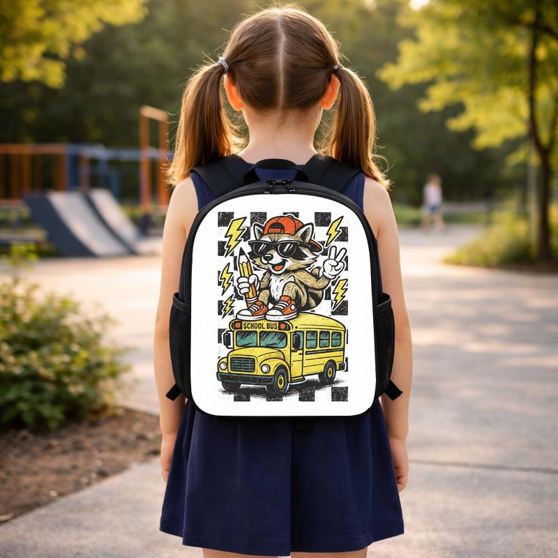 Raccoon School Bus Backpack - Cool Kids Back To School Custom Backpack