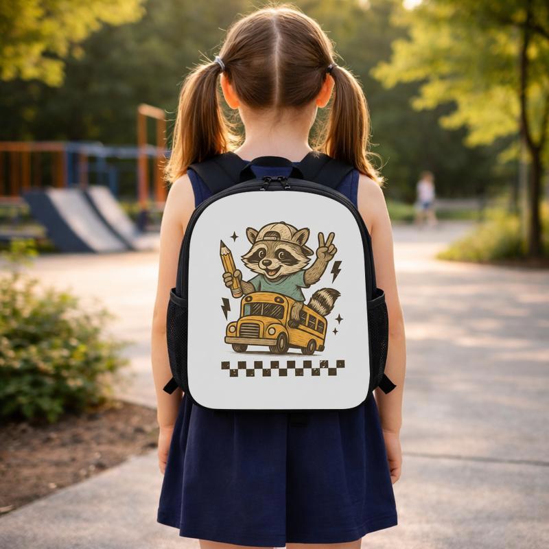 Raccoon School Bus Backpack - Kids Back To School Fun Custom Backpack Raccoon School Bus Backpack - Kids Back To School Fun Custom Backpack
