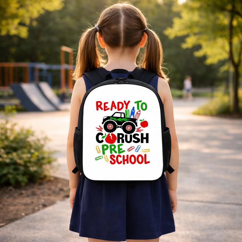 Ready To Crush Preschool Backpack For Kids - Monster Truck Theme Custom Backpack Ready To Crush Preschool Backpack For Kids - Monster Truck Theme Custom Backpack