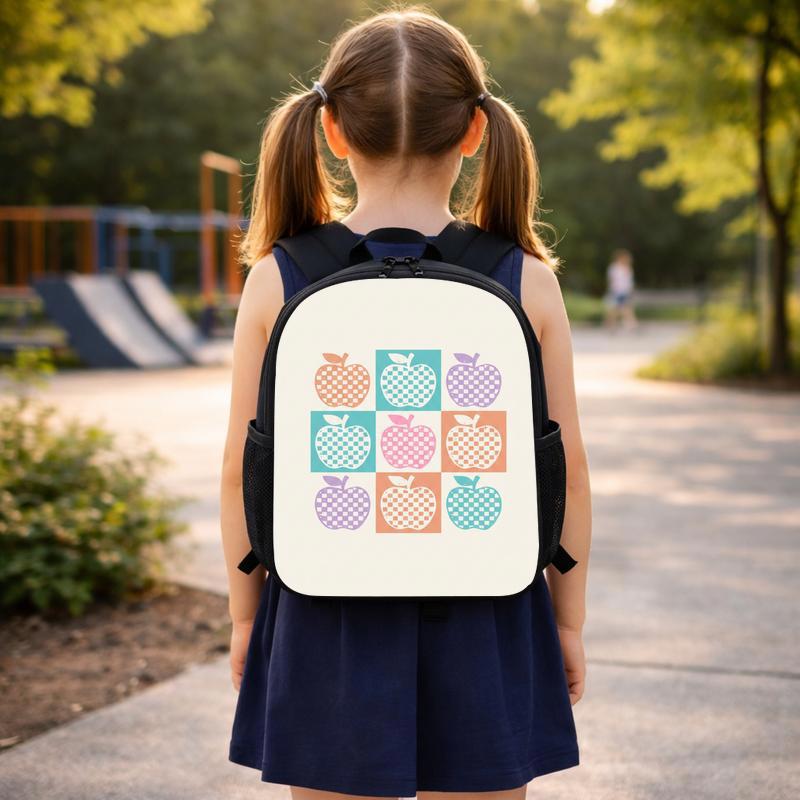 Retro Checkerboard Apple Pattern Backpack - Back To School Vibes Custom Backpack Retro Checkerboard Apple Pattern Backpack - Back To School Vibes Custom Backpack