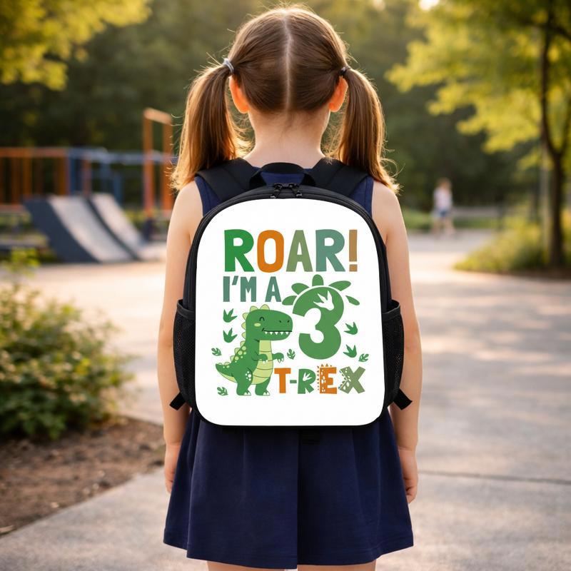 Roar I'm 3 T-Rex - Cute Dino Boys School Backpack Custom Backpack