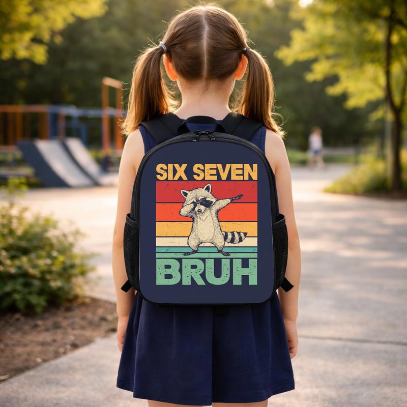 Six Seven Bruh Racoon Backpack - Funny Back To School Boys Custom Backpack Six Seven Bruh Racoon Backpack - Funny Back To School Boys Custom Backpack