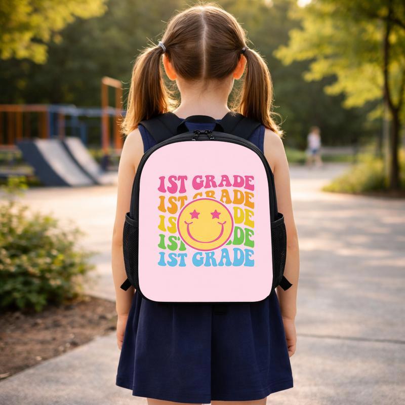 1st Grade Smiley Backpack - Colorful Retro Back To School Kids Custom Backpack 1st Grade Smiley Backpack - Colorful Retro Back To School Kids Custom Backpack