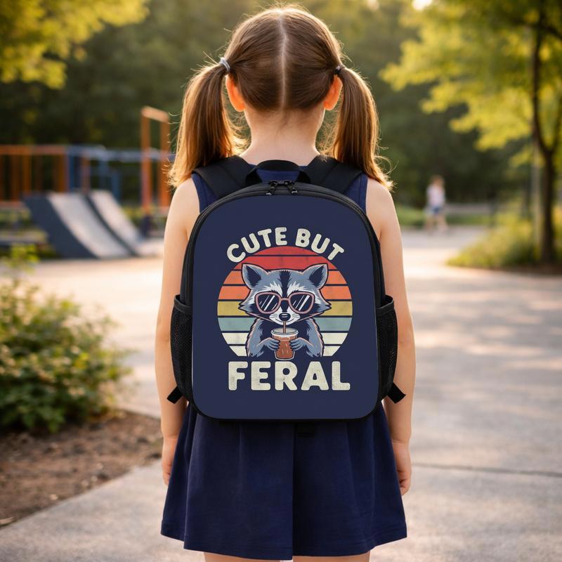 Vintage Raccoon Backpack - Back To School Cute But Feral Custom Backpack Vintage Raccoon Backpack - Back To School Cute But Feral Custom Backpack