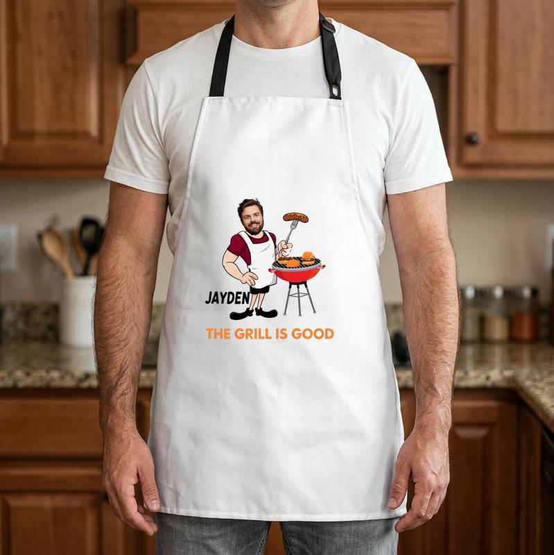 Funny Master the Grill - Personalized Photo Apron for Dad - Father's Day Fun