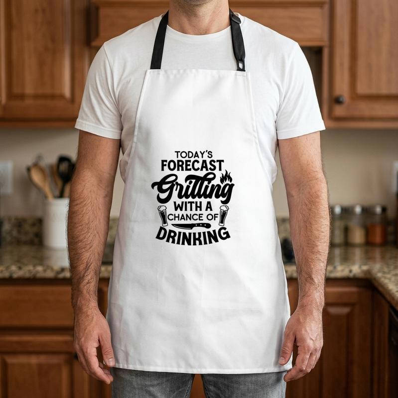 Dad's Grilling Forecast - Chance of Beer & BBQ Fun Apron - Father's Day Fun