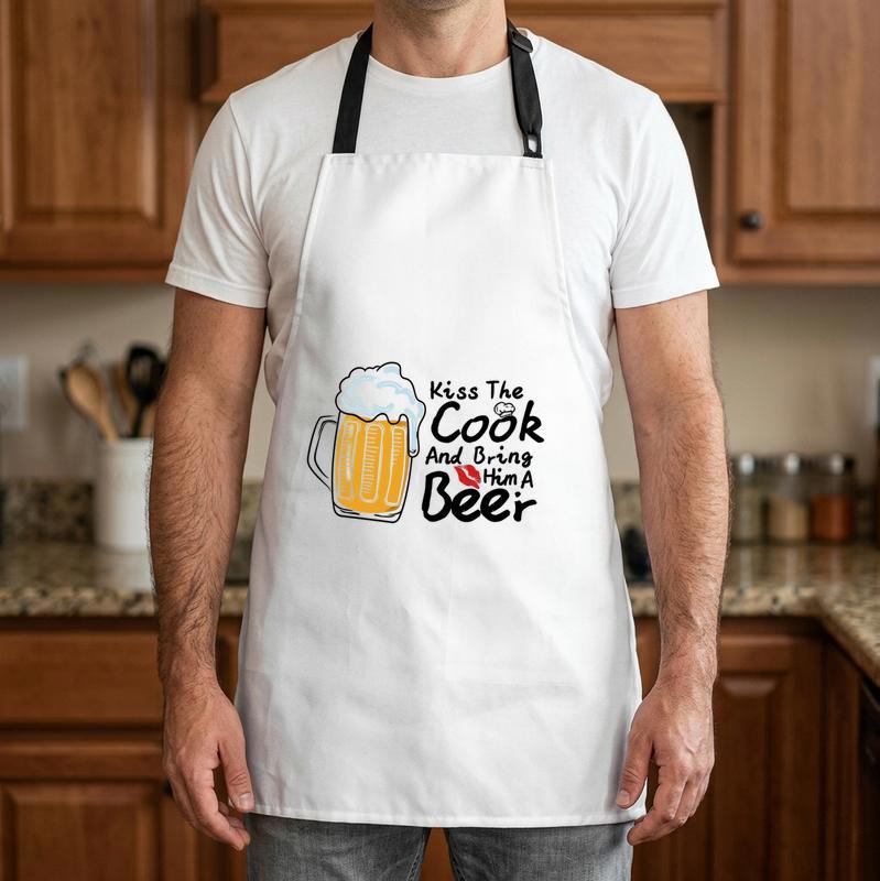 Dad's Beer & BBQ Essential - Funny Kiss the Cook Apron - Father's Day Fun