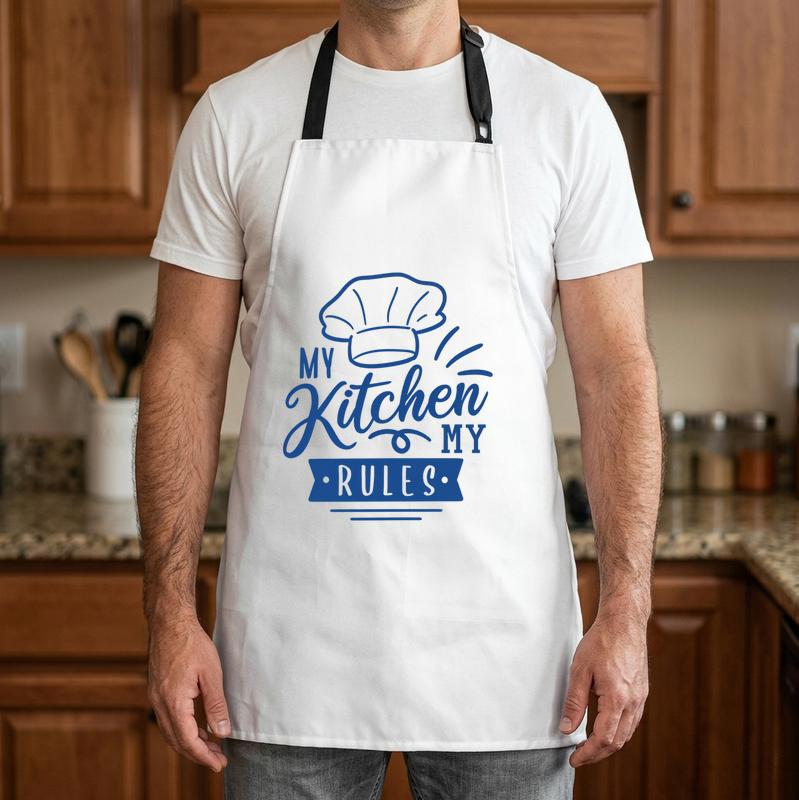 Chef Dad's Kitchen, His Rules - Funny Statement Cooking Apron - Father's Day Fun