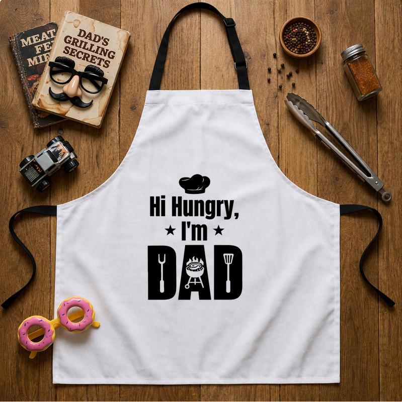 "Hi Hungry, I'm Dad" Funny Grilling Apron Gift For Dad