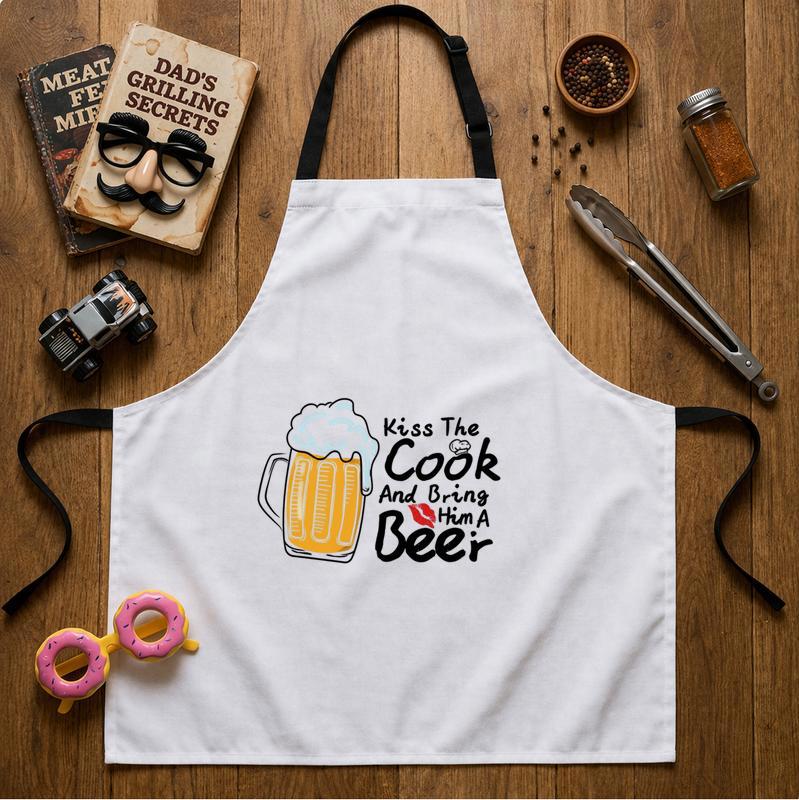 Dad's Beer & BBQ Essential - Funny Kiss the Cook Apron