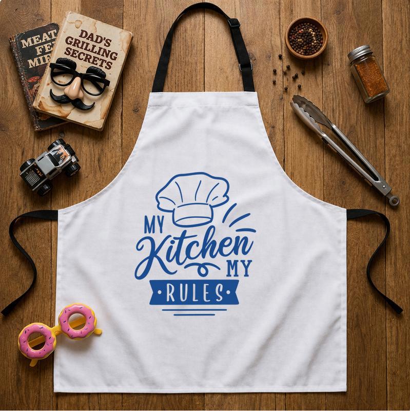 Chef Dad's Kitchen, His Rules - Funny Statement Cooking Apron
