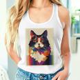 カラフル メインクーン 猫 芸術的 猫 動物 幾何学 アート タンクトップ