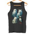 Arctic Animals コラージュ シロフクロウ キツネアザラシ ツノメ タンクトップ