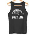Bite Me フィッシングルアー グラフィックイメージ スカル フィッシュ スケルトン メンズ タンクトップ