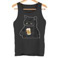 ビールを持っている黒猫 ヴィンテージ おもしろい ビール&猫好き タンクトップ